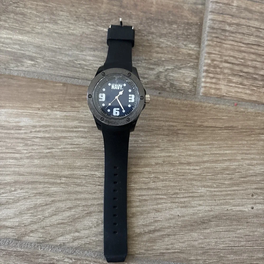 America's Navy Unisex Watch Black Band Navy Blue Face New -‎ Needs New Battery